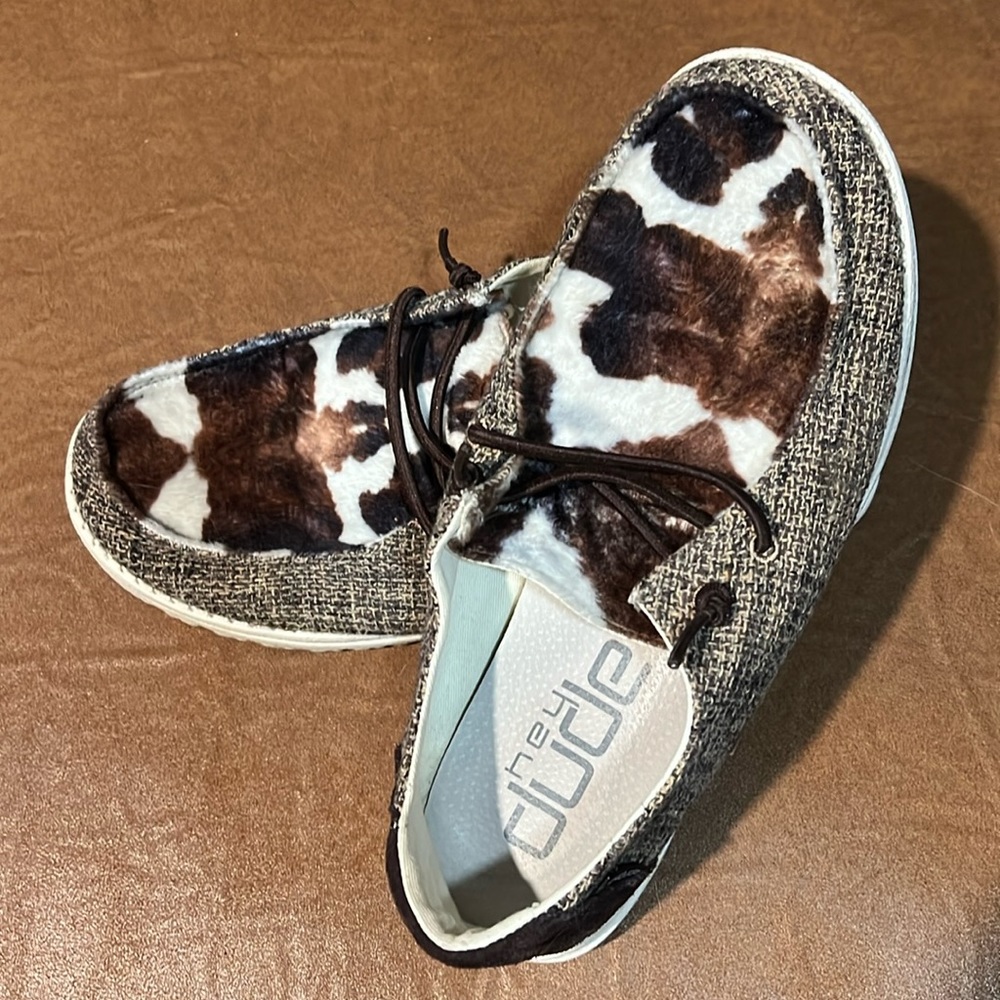 Hey Dude Womens Wendy Shoes Cow Print buckle Exclusive